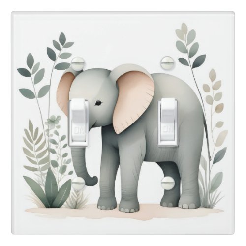 Boho Elephant Forest Nursery Kids Room Light Switch Cover