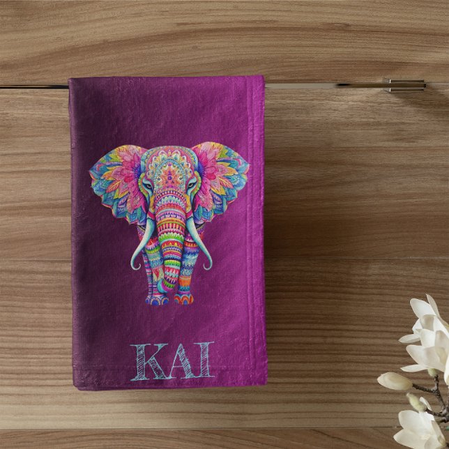 Boho Elephant - Personalized Mandala Design Bath Towel Set (Creator Uploaded)