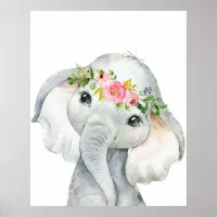 Boho Elephant Wall Art Print Watercolor Nursery Zazzle