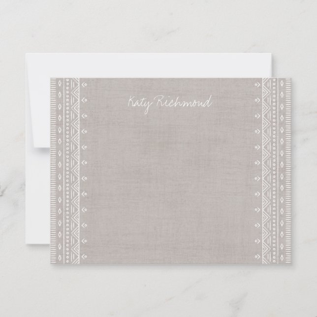 Boho Embroidery Tribal Pattern Stationery - Gray (Front)