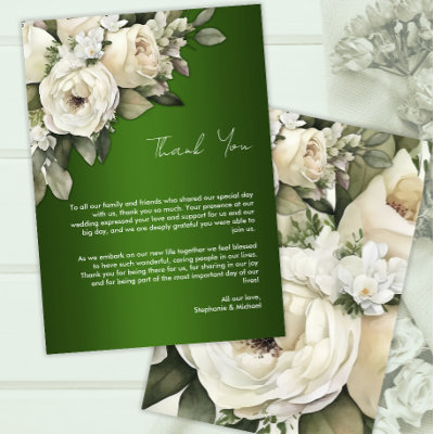 Boho Emerald Green and Vintage White Roses Wedding