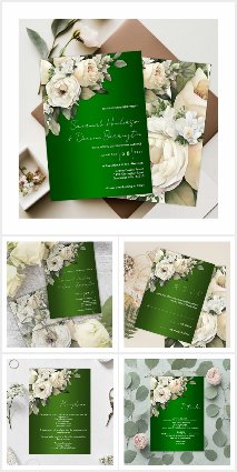 Boho Emerald Green and White Roses Wedding