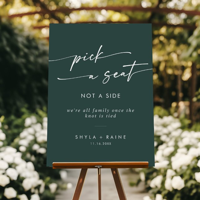 Boho Emerald Green Pick A Seat Not Side Wedding  Foam Board (Creator Uploaded)