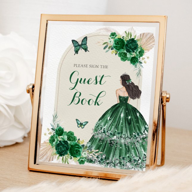 Boho Emerald Green Quinceañera Guest Book (Creator Uploaded)