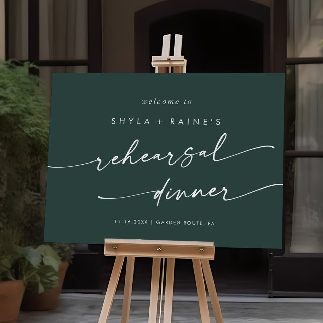 Boho Emerald Green Rehearsal Dinner Welcome Sign (Creator Uploaded)