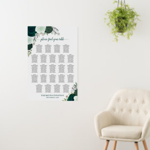 Boho Emerald Roses 23 Table Wedding Seating Chart Foam Board
