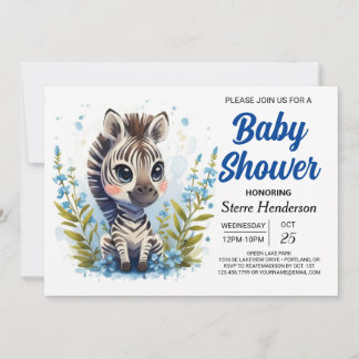 Boho Enchanted Elegance Zebra Boy Baby Shower Invitation