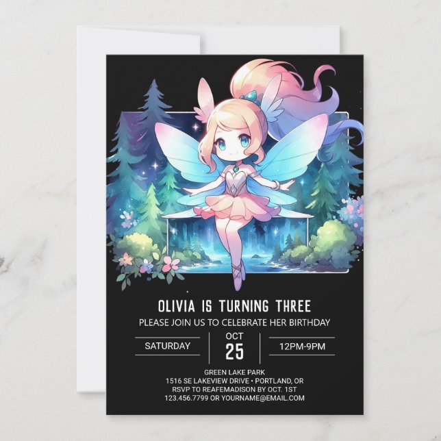 Boho Enchanted Fairy Birthday Invitation (Front)