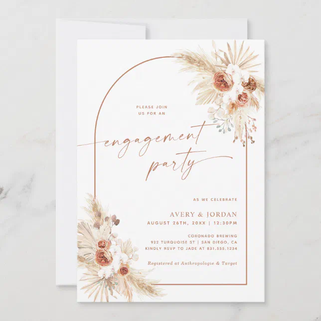 Boho Engagement Party Invite | Couples Shower Card | Zazzle