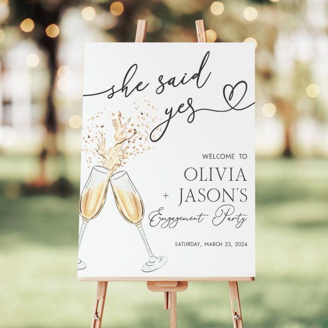 Boho Engagement Party Welcome Sign, Champagne Enga Foam Board (Creator Uploaded)