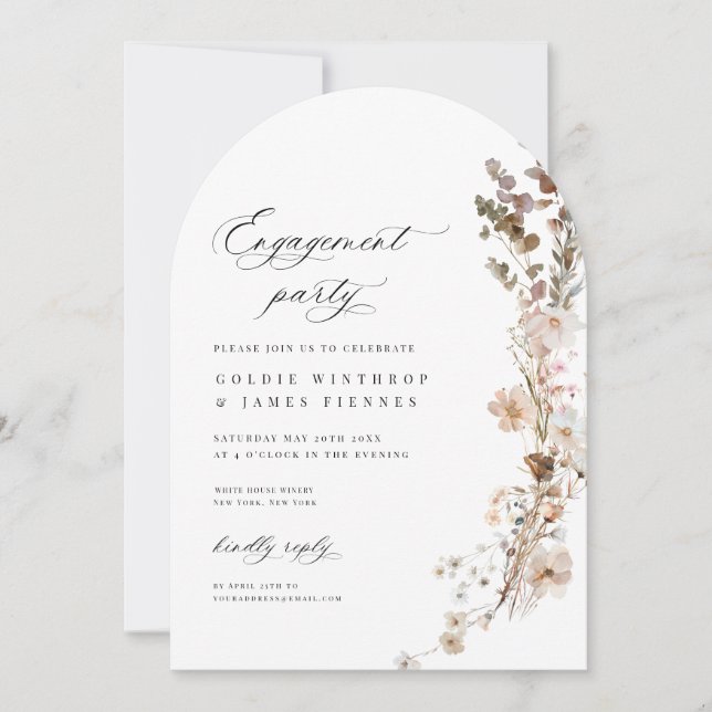 Boho Engagement Party Wildflower Invitation Card (Front)