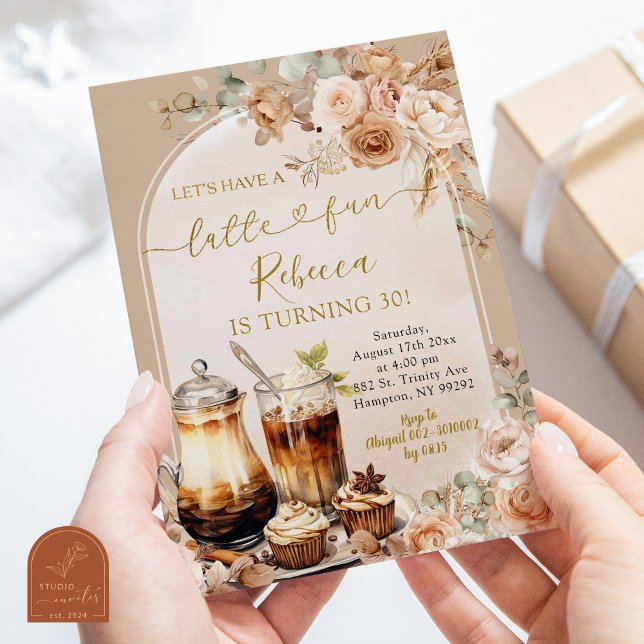 Boho Espresso Martini Latte Adult Fun Birthday Invitation (Creator Uploaded)