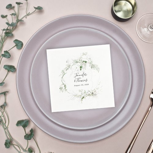 Boho Ethereal Greenery Botanical Wedding Napkins