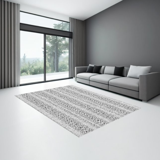 Boho Ethnic Black & White Area Rug -Tribal Pattern (Insitu (Indoor 3))