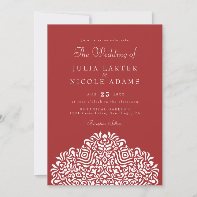 Boho Ethnic Botanical Accent Wedding Invitation (Front)