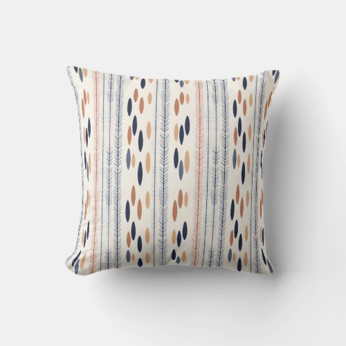 Boho ethnic native folk motifs navy rusty ivory throw pillow