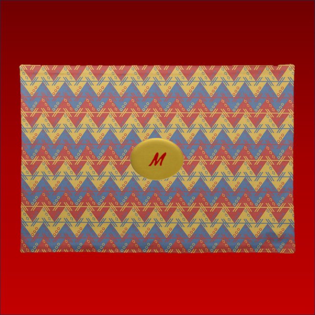 Boho Ethnic Tribal Blue Red and Gold Cloth Placemat (Creator Uploaded)