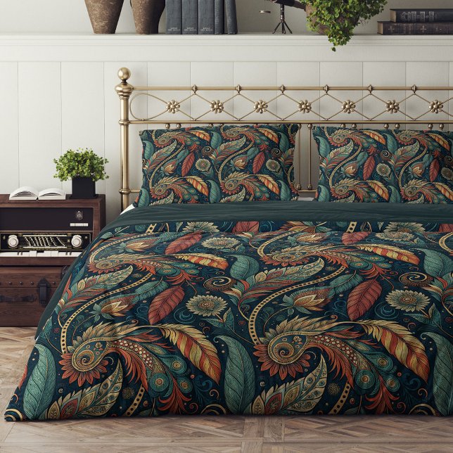 Boho ethnic tribal native copper brown blue duvet cover (Boho ethnic tribal native copper brown blue duvet cover)