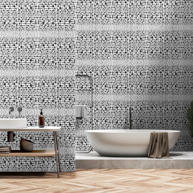 Boho Ethnic Wallpaper – Black & White Wall Decor (Bathroom)