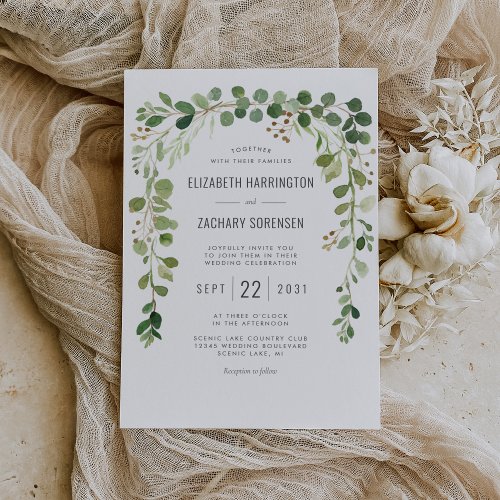  Boho Eucalyptus Arch Wedding Invitation