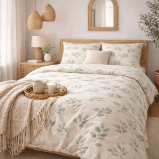 Boho Eucalyptus Botanical Pattern Duvet Cover