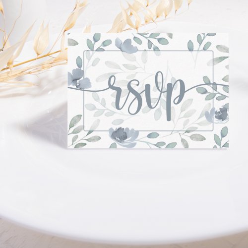 Boho Eucalyptus Floral Dusty Blue  RSVP Wedding  Enclosure Card