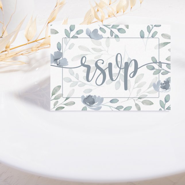 Boho Eucalyptus Floral Dusty Blue  RSVP Wedding  Enclosure Card (Creator Uploaded)