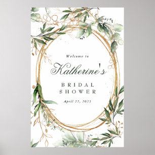 Boho Eucalyptus Gold Circles Bridal Shower Poster