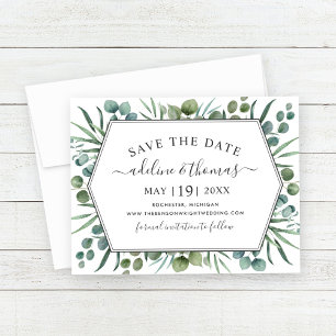 Boho Eucalyptus Greenery Border Wedding Save The Date
