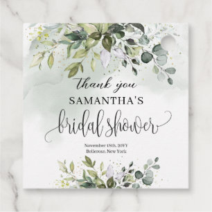 Boho Eucalyptus greenery branches gold Bridal Favor Tags