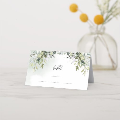 Boho Eucalyptus greenery branches gold place card