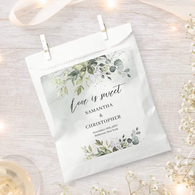 Boho Eucalyptus greenery branches gold sparkles Favor Bag (Clipped)