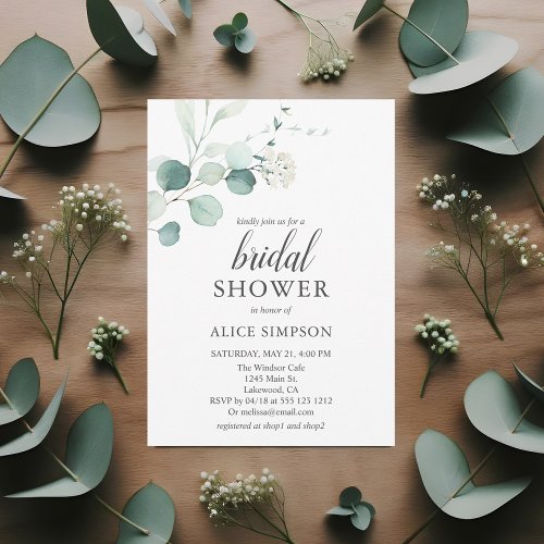 Boho Eucalyptus Greenery Bridal Shower Invitation