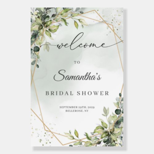 Boho eucalyptus greenery bridal shower welcome foam board