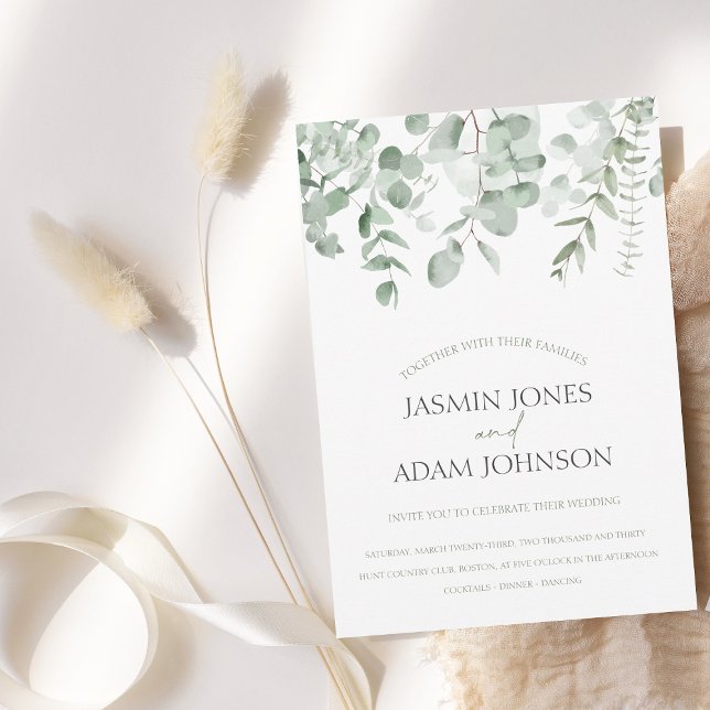 Boho Eucalyptus Greenery Elegant Wedding Invitation (Creator Uploaded)