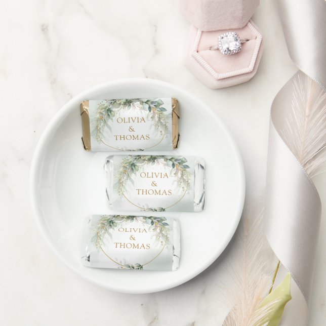 Boho eucalyptus greenery foliage gold oval arch  hershey's miniatures (Wedding)