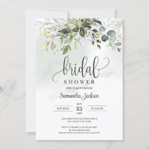 Boho Eucalyptus Greenery Foliage gold sparkles Invitation