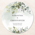 Boho eucalyptus greenery foliage wreath gold round paper coaster<br><div class="desc">I understand the importance of adding a personal touch to weddings, making every detail special. The Boho eucalyptus greenery foliage wreath gold Round Paper Coaster is a charming and elegant addition to any wedding decor, adding a touch of nature-inspired beauty to the celebration. With its intricate design and golden accents,...</div>