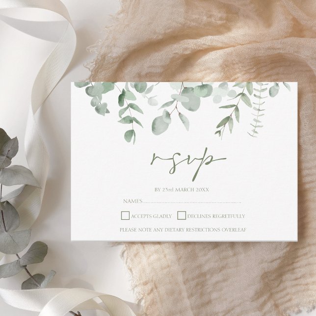 Boho Eucalyptus Greenery Minimalist Wedding RSVP (Creator Uploaded)