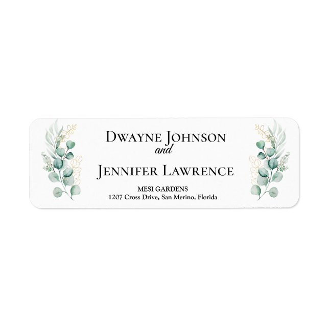 Boho Eucalyptus Greenery Summer Wedding Label (Front)