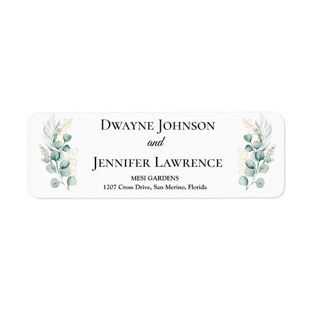 Boho Eucalyptus Greenery Summer Wedding Label (Front)