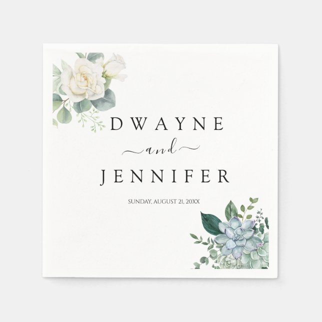 Boho Eucalyptus Greenery Summer Wedding Napkins (Front)