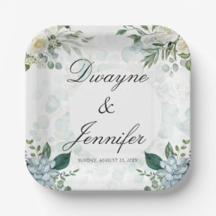 Boho Eucalyptus Greenery Summer Wedding Paper Plates