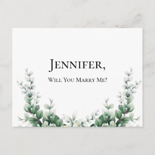 Boho Eucalyptus Greenery Summer Wedding Postcard