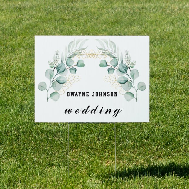 Boho Eucalyptus Greenery Summer Wedding Sign (Insitu)
