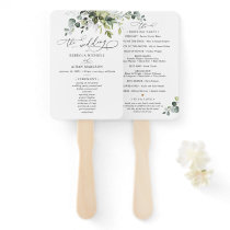 Boho Eucalyptus Greenery Wedding Ceremony Program Hand Fan