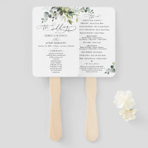 Boho Eucalyptus Greenery Wedding Ceremony Program Hand Fan