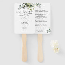 Boho Eucalyptus Greenery Wedding Ceremony Program Hand Fan