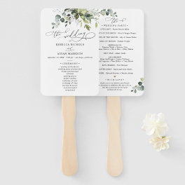 Boho Eucalyptus Greenery Wedding Ceremony Program Hand Fan
