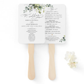 Boho Eucalyptus Greenery Wedding Ceremony Program Hand Fan